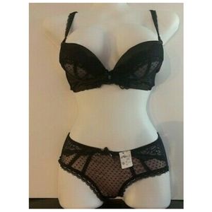 Fancy Black Lace & Poka Dot set 34B/M